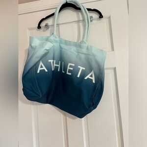 NWOT Athleta Beach Bag Gym Bag Blue Ombre White Canvas Shopping Bag tote